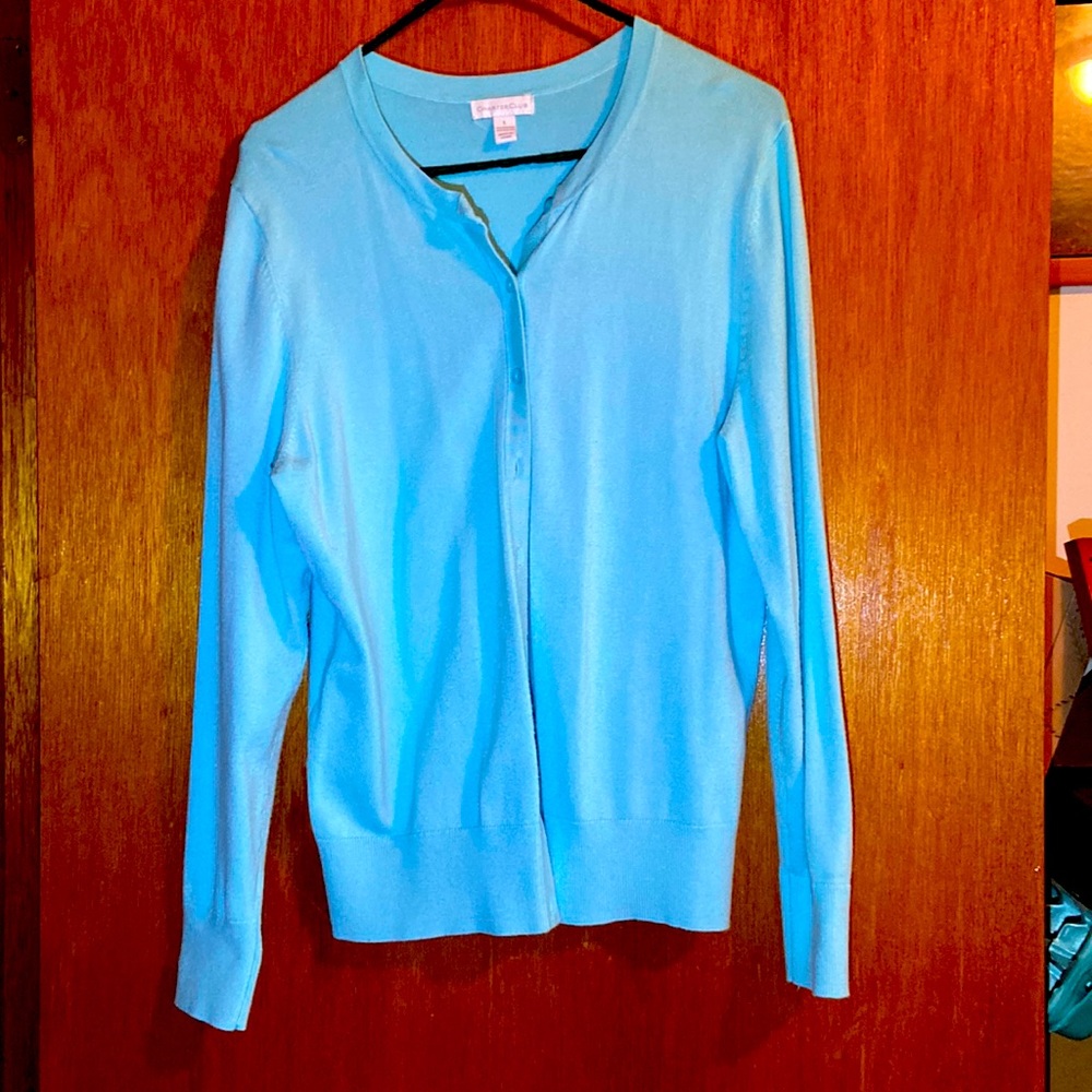 Blue/aqua cardigan sweater